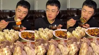 ASMR Beef Steamed Dumplings & Juicy Steaks 🥟 Spicy Chili Oil Dipping Mukbang