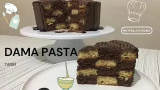 Pandispanyadan pasta 💣 Kolay pratik pasta - DAMA PASTA - İKİ RENKLİ PASTA TARİFİ