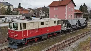 Waldviertelbahn N&Ouml;VOG V5 bzw. ehemalig &Ouml;BB 2095.05 mit Schotterzug nach Langschlag 18.3.2019