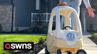 Mum remodels a Little Tikes car into amazing VW van for her daughter | SWNS