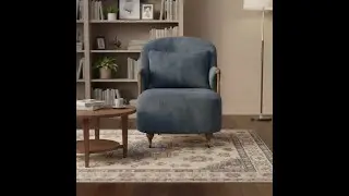 French Retro Single Leisure Sofa Chair Chenille Fabric Accent Chair with Wooden Armrests
