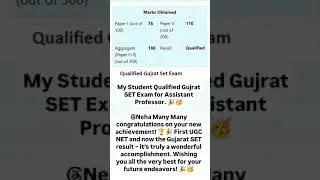 GSET Result 🎉🎉 || My Student Qualified Gujrat SET exam 2024. 🎉 #nta #setexam #netexam