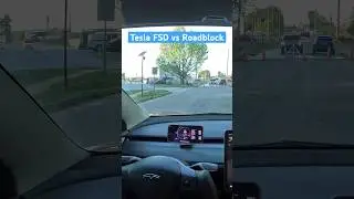 Full Self-Driving vs Police Barricade #fsd #tesla #fullselfdriving #roadblock #cops #police #ai