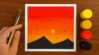 Sunset painting || Poster colour painting ideas for beginners 