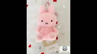 Miffy Fluffy Sitting Plush Keychain 8cm Pink