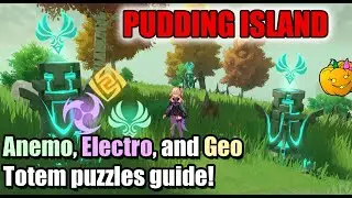 Anemo, ELectro, and Geo totem puzzles on pudding island! PLUS SEELIE Golden Apple Genshin Impact 2.8
