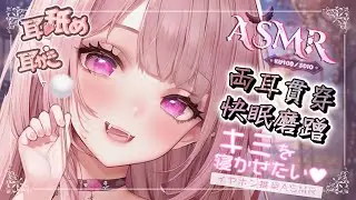 【ASMR | KU100】両耳貫穿♡快眠棉棒梵天♡睡眠用舔耳♡零距離吐息♡磨擦音♡ Ear blowing&Cleaning♡耳塞ぎ 耳かき 耳はむ 耳舐め| 黑3DIO 【桃野薔薇VTUBER】