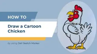 Drawing a Cartoon Chicken with Deli Sketch Marker #ononnasartstudio