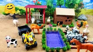 DIY mini Farm Diorama with & block  Strawberry Garden | cow house | diy tractor farm animals