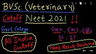 BVSc(Veterinary) Neet 2021 Cutoff|Neet 2021 Results Declared|What will be Veterinary exact cutoff?