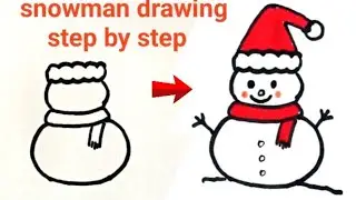 how to draw snowman / snowman drawing step by step