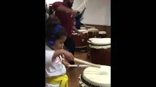 Liv's first Taiko drumming class