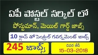 AP Postal Jobs 2018: AP Postman Recruitment 2018 Notification | Apply 245 Jobs