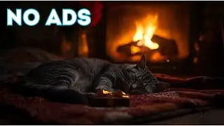 Winter Fireplace with Purring Cat | Relaxing Piano ASMR for Sleep