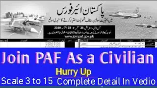 PAF Jobs 2020 Join Pakistan Air Force (PAF) as Civilian Staff