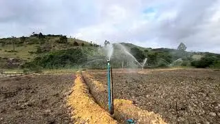 Irrigação montada com mini canhão americano￼ #pecuaria