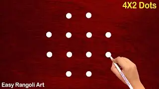 4X2 Dots Kolam Design | Daily Rangoli Design for Beginners #shorts