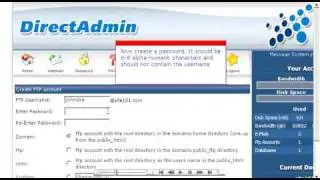 Creating an FTP account in Direct Admin