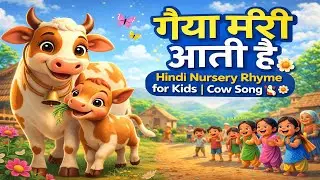 गैया मेरी आती है | Hindi Nursery Rhyme for Kids | Cow Song | Village Story Animation | Kids Learning