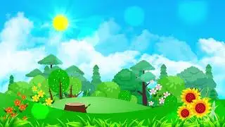 Cartoon summer sun forest background - Cartoon kids
