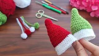 Wow !! Santa hat keychain / Mini Santa Hat / handmade crochet christmas gift / Christmas decoration.