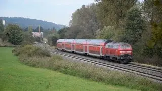 Eisenbahnverkehr in und um Aulendorf - G&uuml;terzug mit BR 247,VT611, 218er und RS1 von DB und BOB