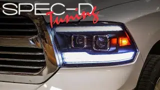 SPECDTUNING LIGHTING TEST VIDEO: 2009-2019 DODGE RAM FACELIFT STYLE PROJECTOR HEADLIGHT