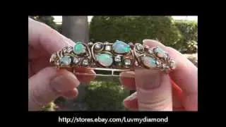 Opulent Vintage Opal Diamond Bracelet 14K Gold 24gr HEAVY Estate Jewelry