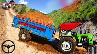 Offroad Cargo Tractor Trolley Driving 3D - Indian Transport Duty Tractor - Android Gameplay #2