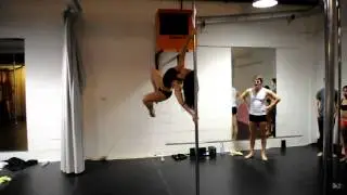 Justine McLucas - Deadlift Handspring at Ecole de Pole Jam (1 Apr 2011)