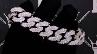 17MM 3D Cuban Link VVS Iced Out Hip Hop Bracelet | White Gold Bustdown Jewelry