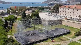 Comienza el montaje del recinto del Rock Imperium Festival, el mayor escenario creado en Cartagena