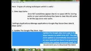 How To Solve Android Error 927