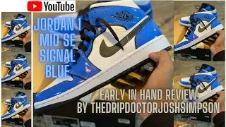 Jordan 1 Mid SE Signal Blue, мужской размер / Первый взгляд / Быстрый обзор перед покупкой