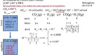 Cálculo de ∆G e ∆H a partir de la constante de equilibrio. Variación de K con la temperatura.