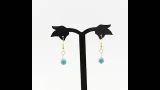 Golden stainless steel Earrings Howlite Turquoise 8 mm 1 Bead.