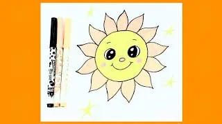 How to draw a cute sun #video #drawing #tinyartist 