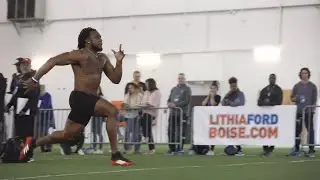 BSU's Alexander Mattison puts on the speed at Pro Day