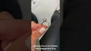Solitaire Round Cut Hidden Halo Engagement Ring
