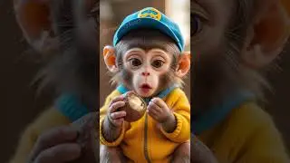 Cute Baby Monkey Eating  Chocolate Ball for the First Time 🍫🐒✨ #funnymonkey