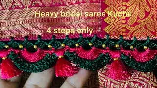 Heavy bridal crosa saree Kuchu #saree kuchulu #saree tassel