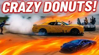 Alex Choi Goes Wild! Doing Donuts Around a Lamborghini Aventador in a Dodge Challenger Hellcat 🔥