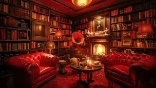 Cozy Home Library | Classical Fireplace Ambience with Beethoven's Moonlight Sonata | 6 Hours