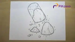 How to Draw a Broken Glass Easy step by step