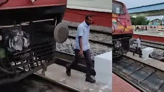 Engine connecting to train bogies #indianrailways #chennai #chennaicentral