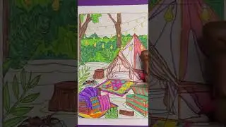 Coloring a Camping 🏕️ #mandala #coloring #camping