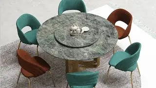 Luxury Modern Design Round Marble Glass Dining Table Set 6 Chairs Kitchen Dining Room Furniture