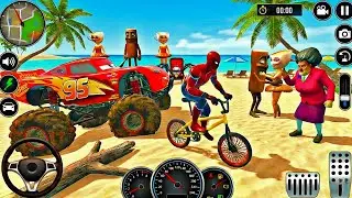 🥰Spiderman Monster Mc Queen Car 🦚Car Simulator Indian Thift Modified Police Car Showroom 3D Gameplay
