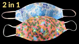 Face Mask Sewing Tutorial | Fabric Face Mask At Home - Easy 2-in-1 Face Mask