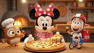 Minnie Mouse at the Pizza Shop 🍕 | Owl Chef & Sheep Delivery Boy | Fun 3D Cartoon for Kids